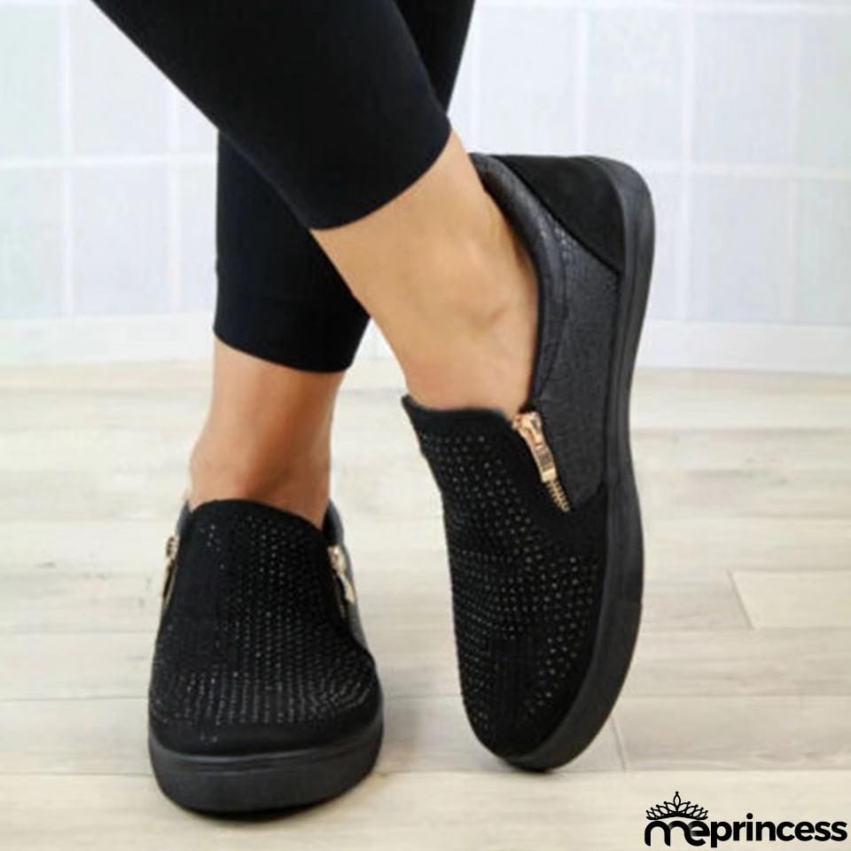 Super Cute Crystal Decorated Shining Flat Shoes For Women