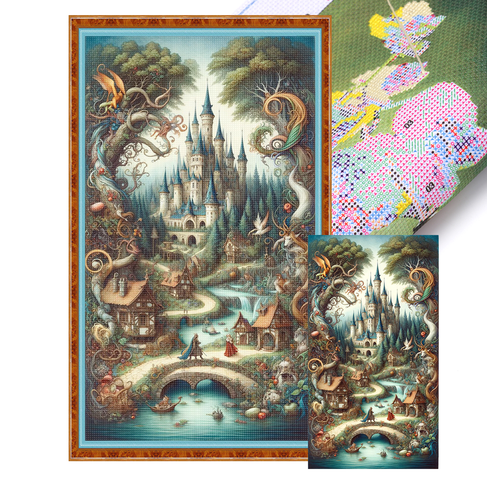 Castle Full 11CT Pre-stamped Canvas(40*70cm) Cross Stitch