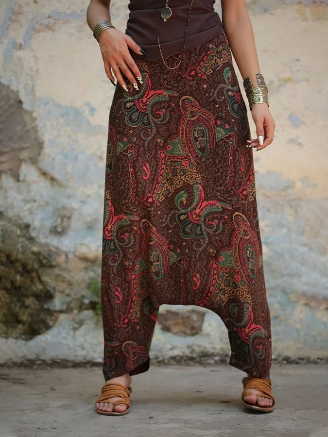 Women's Vintage Print Harem Pants