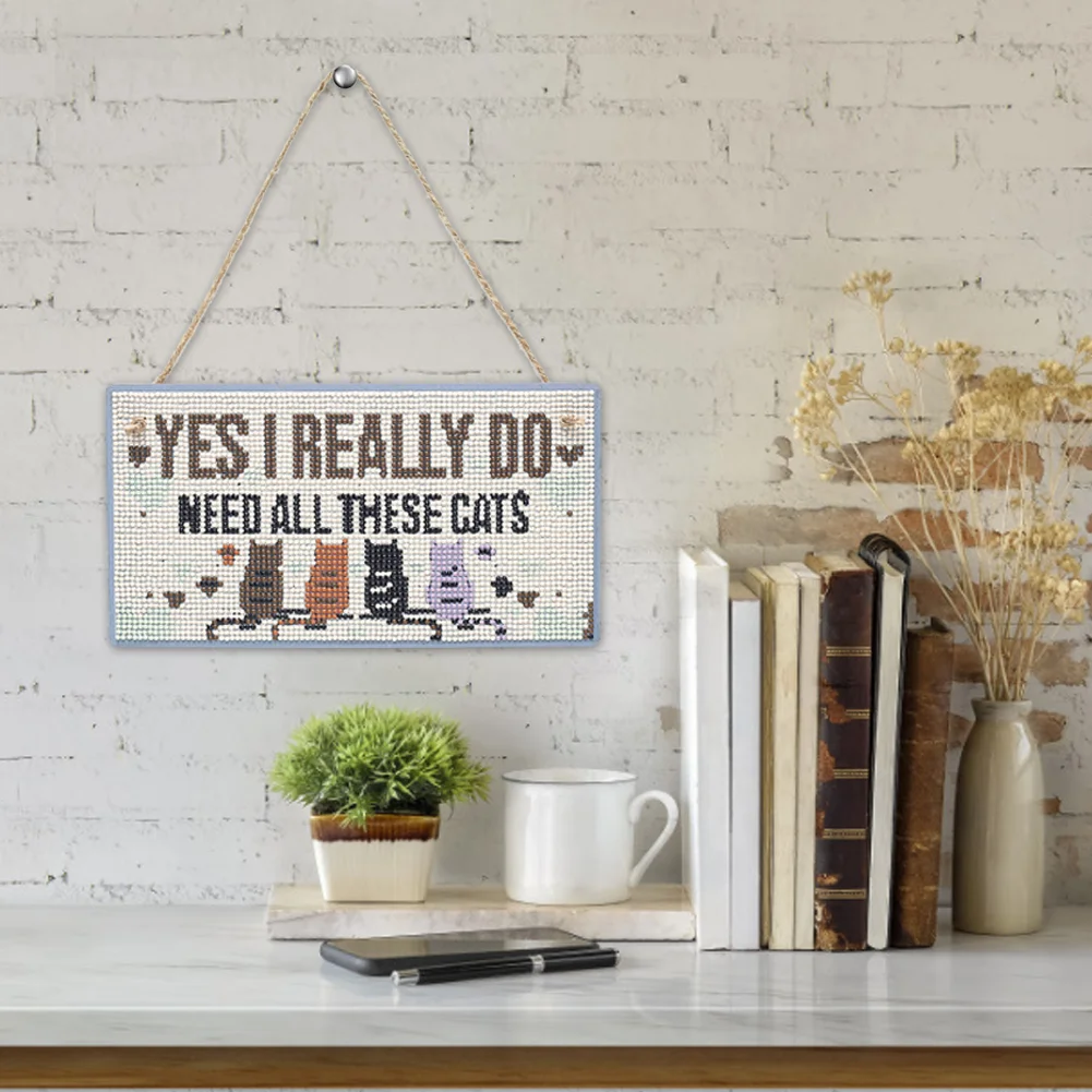 5D DIY Letter Full Drill Hanging Diamond Painting Craft Home Decor (Cats)