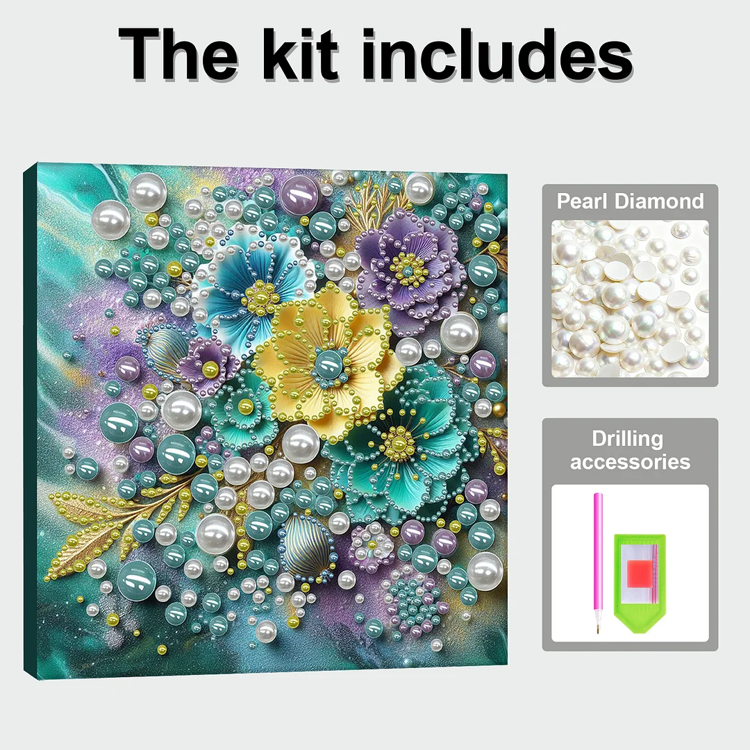 Fresh Flowers - DIY Pearl Diamond Art Kit With Frame 30*30cm