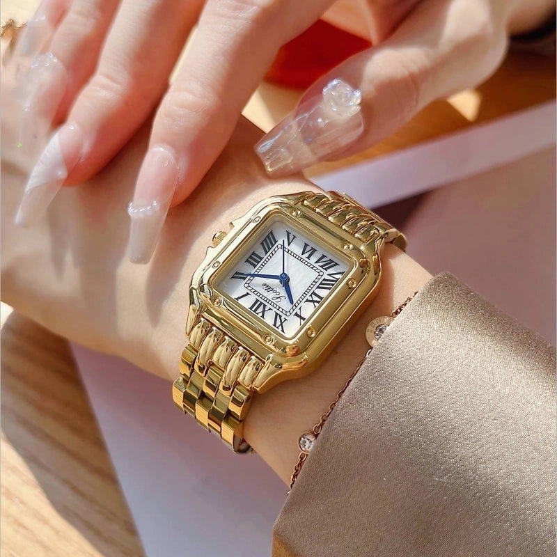 New Small Square Watch Straight Hair Fashion Elegant Retro Roman Women’s Watch Waterproof Quartz Watch A Generation Of Hair