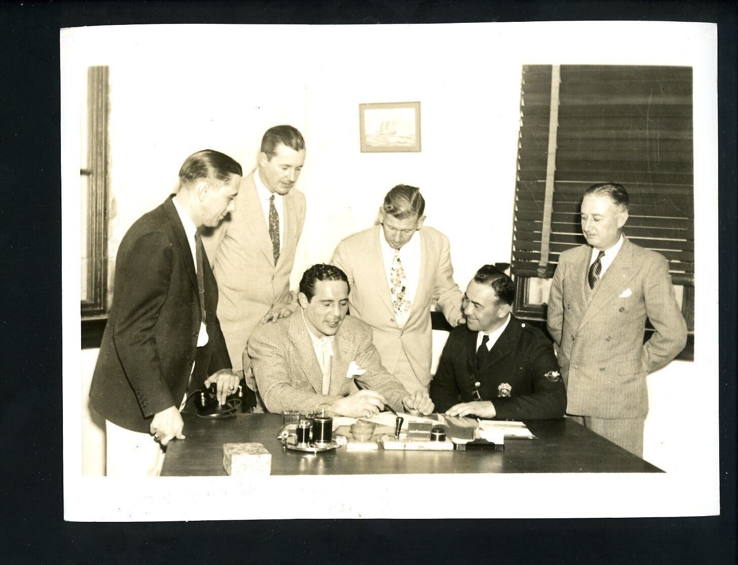 Max Baer & Jimmy Maloney 1935 Miami Boxing Press Photo Poster painting Warren Weiner