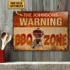 Personalized Names：Grilling Warning BBQ Zone - Vintage Metal Tin Signs/Wooden Signs