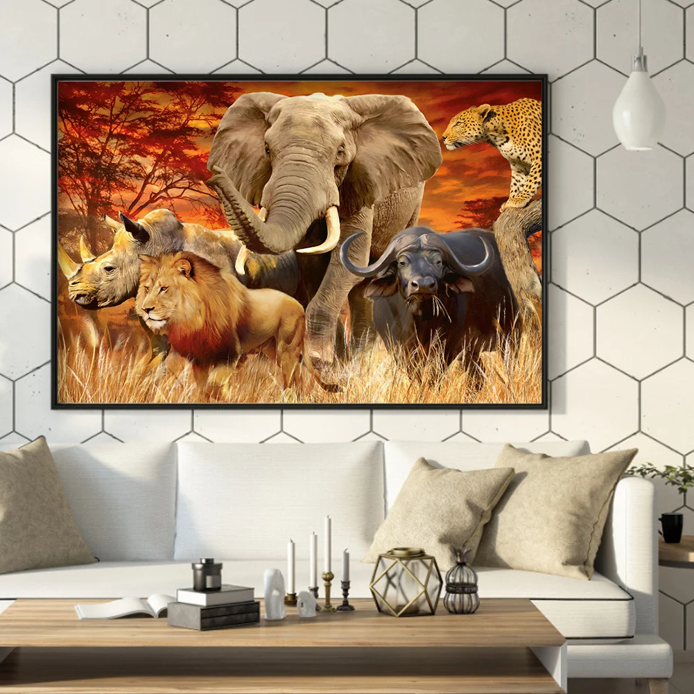 Diamond Painting - Full Round Drill - Jungle Animals(60*40cm)