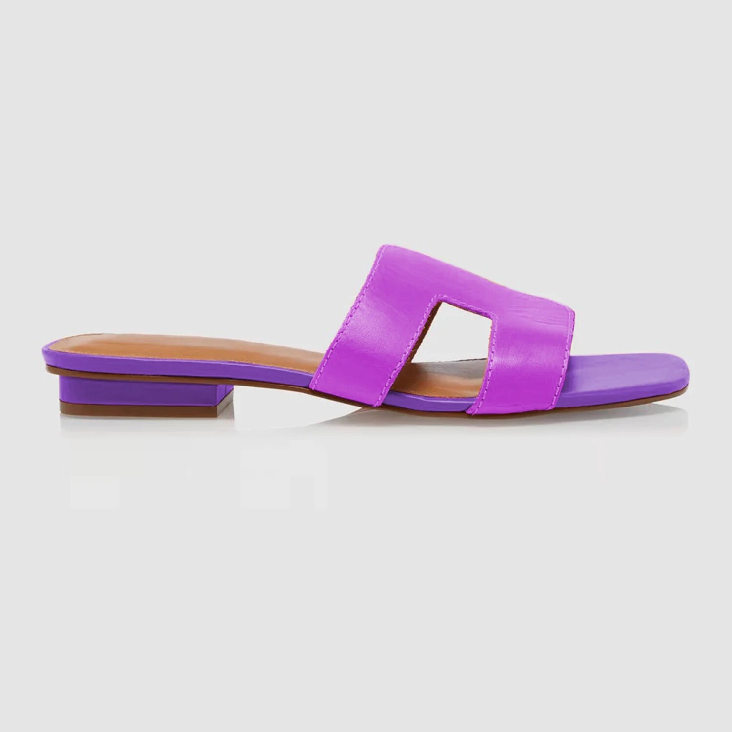 TAAFO Mixed Colors Women Outside Slippers Square Toe Slides Ladies Casual Concise Shoes Flat With 