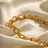 Chic Oval Chain 18K Golden Necklace Bracelet