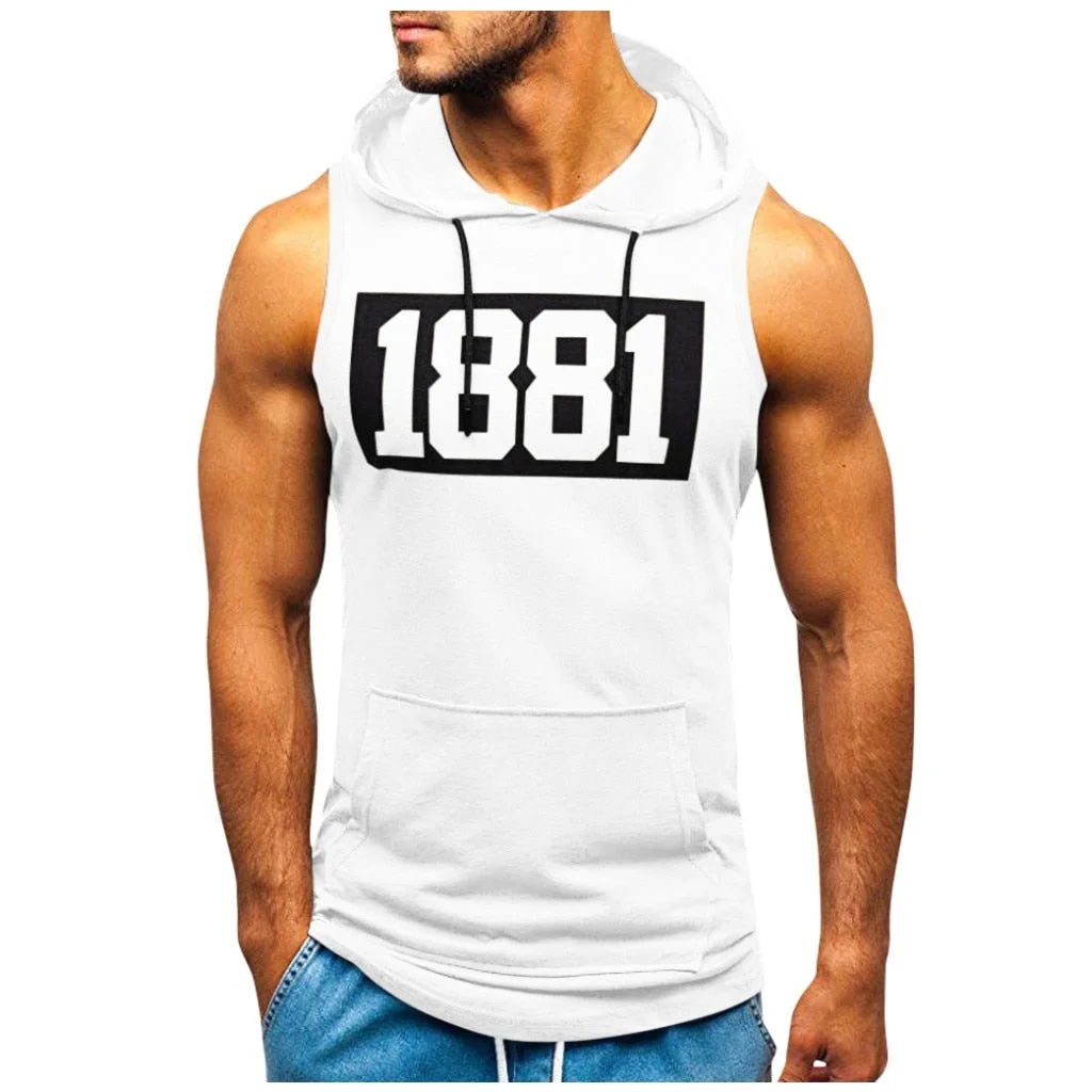 Brand Gyms Clothing Mens Bodybuilding Hooded Tank Top Cotton Sleeveless Vest Sweatshirt Fitness Workout Sportswear Tops Male