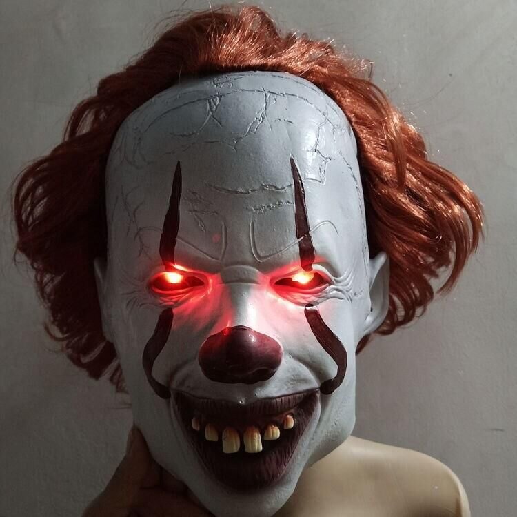 LED Halloween Mask Joker Pennywise Stephen King IT Chapter Cosplay Horror Props