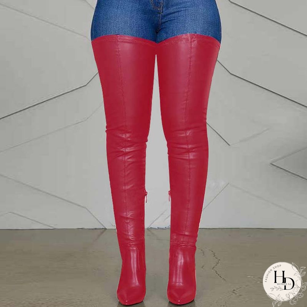 Black Fashion Solid Color Pointed Stiletto High Boots