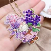 6Pcs PVC Double Sided Special Shaped Flower Goblin Diamond Painting Art Keychain (A)