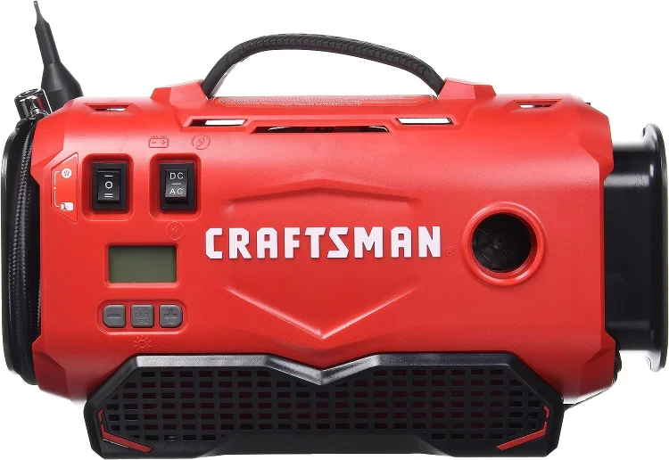 CRAFTSMAN V20 Tire Inflator, Portable Air Compressor, 3 Modes: Cordless, 120V Corded, and 12V Car Adapter, Air Pump, Battery Sold Separately (CMCE520B)