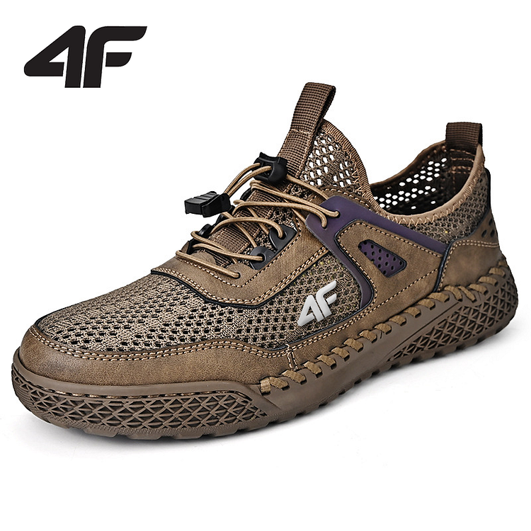 4F®  Męskie skórzane buty z siatki oddychające buty turystyczne