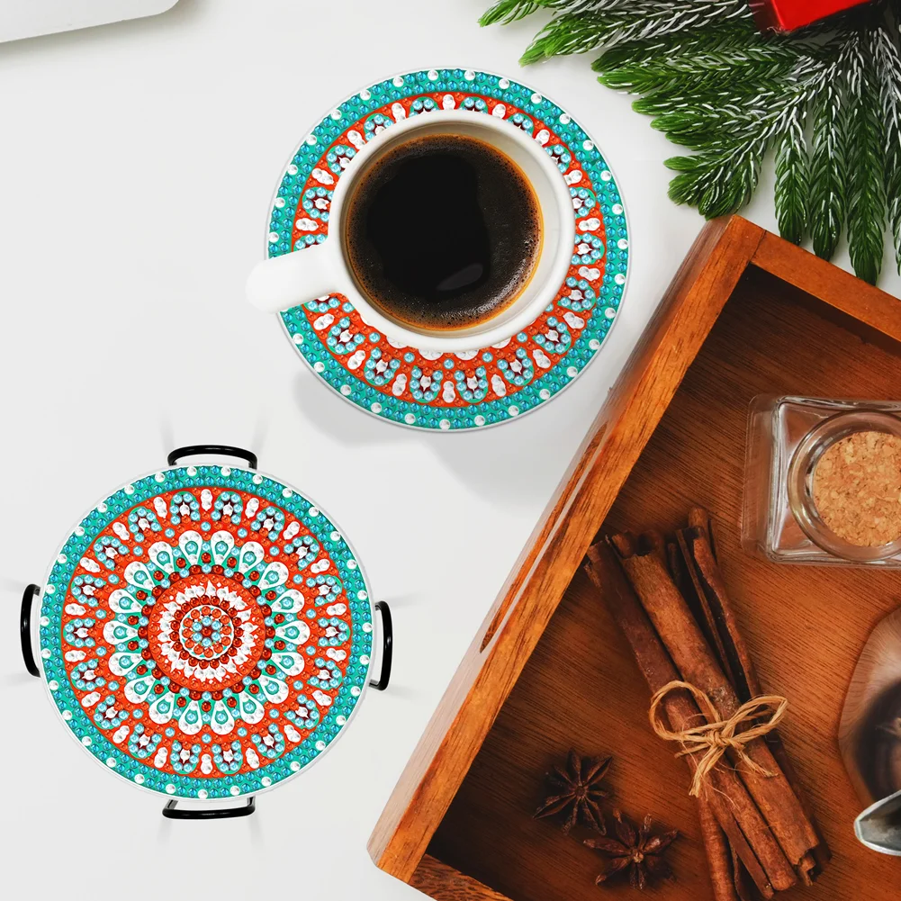 DIY Acrylic Diamond Coaster Set Cartoon Style (6 Piece Set 1 Rack)