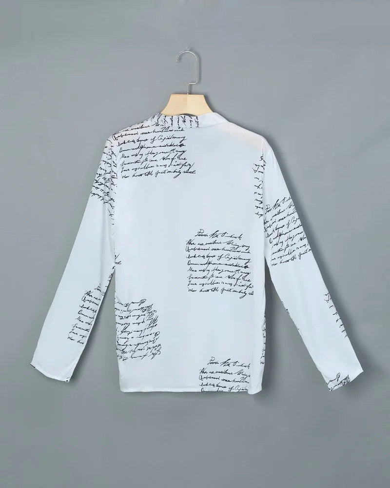 Letter Print Button Design Casual Shirt