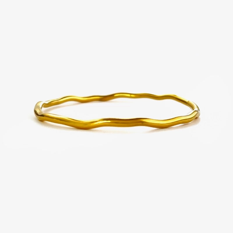 Retro Classic Style Geometric 316L Stainless Steel  18K Gold Plated Bangle In Bulk