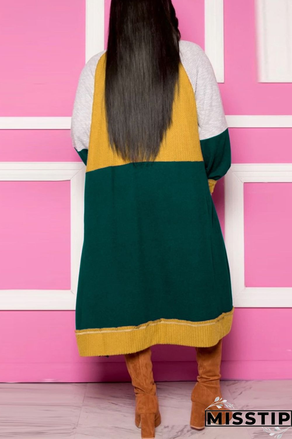 Black Fashion Simple Stitching Cashmere Cardigan
