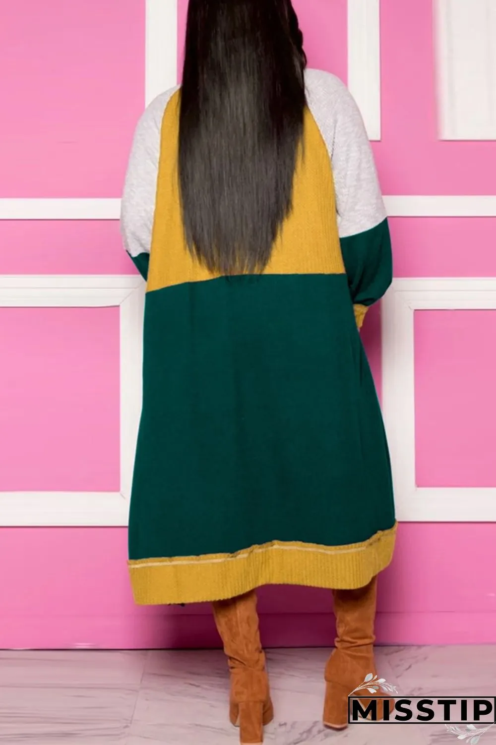 Black Fashion Simple Stitching Cashmere Cardigan