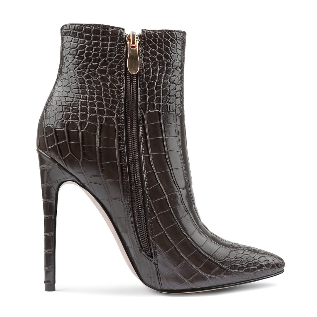 120mm Women's Ankle Boots Closed Pointed Toe Stilettos Autumn Dress Booties-MERUMOTE