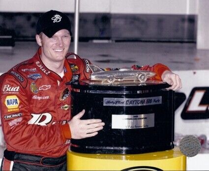 Dale Earnhardt Jr. Unsigned Daytona 500 Trophy Nascar 8x10 inch Photo Poster painting - Licensed