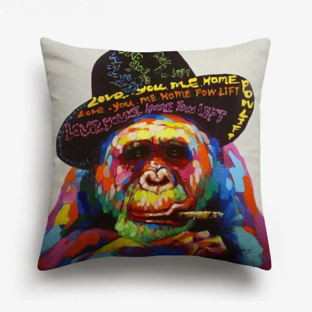 Linen Pillow Case - Animal Gorilla Monkey
