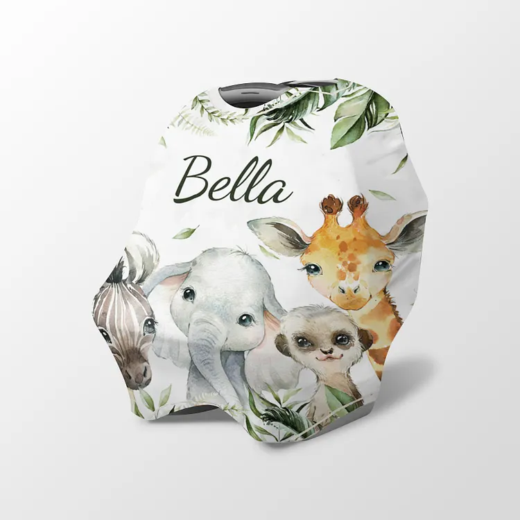 Personalized Jungle Animals Baby Car Seat Canopy| Canopyl196