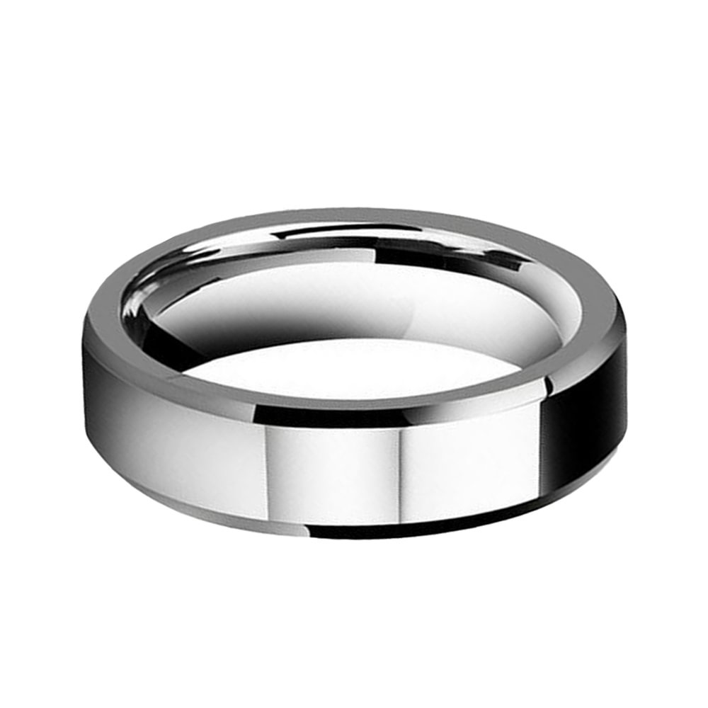 High Polished Surface Bevel Edge Silver Tungsten Ring For Couple Wedding Band