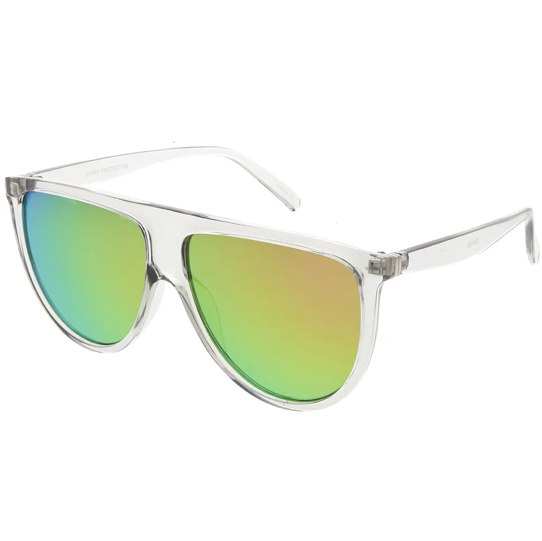 Oversize Modern Aviator glasses Flat Top Color Mirrored Lens 59mm