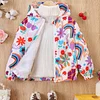 Kid Baby Girl Butterfly Print Hooded Zipper Coat Jacket
