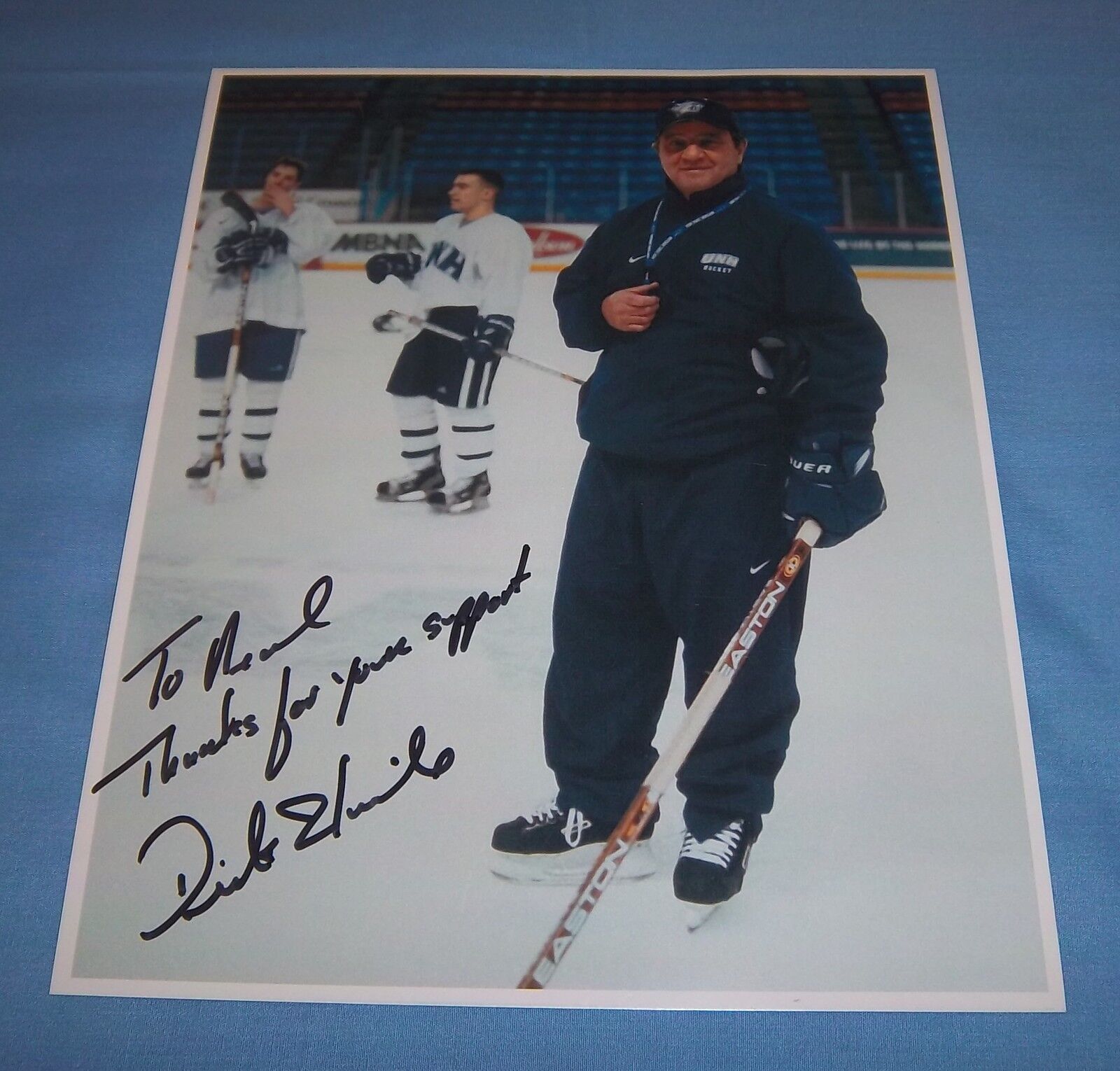 New Hampshire Dick Umile Signed Autographed 8.5x11 Photo Poster painting Hockey Coach