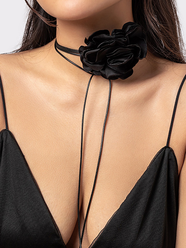 Flower Shape Necklaces Accessories Dainty Necklace BLACK-One_size