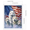 American Flag And Wolf - Full Embroidery 3 Strands 11CT Stamped Cross Stitch - 45*60CM - Large Size