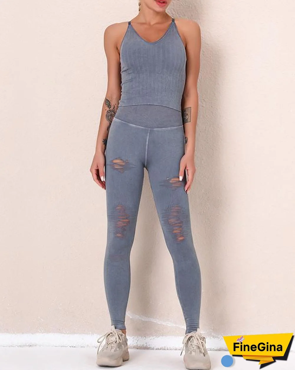 New Fitness Legging Yoga Pants & Vest Suit