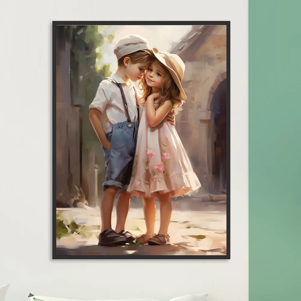 Diamond Painting - Full Round Drill - Kid Sweet Couple(Canvas|30*40cm)