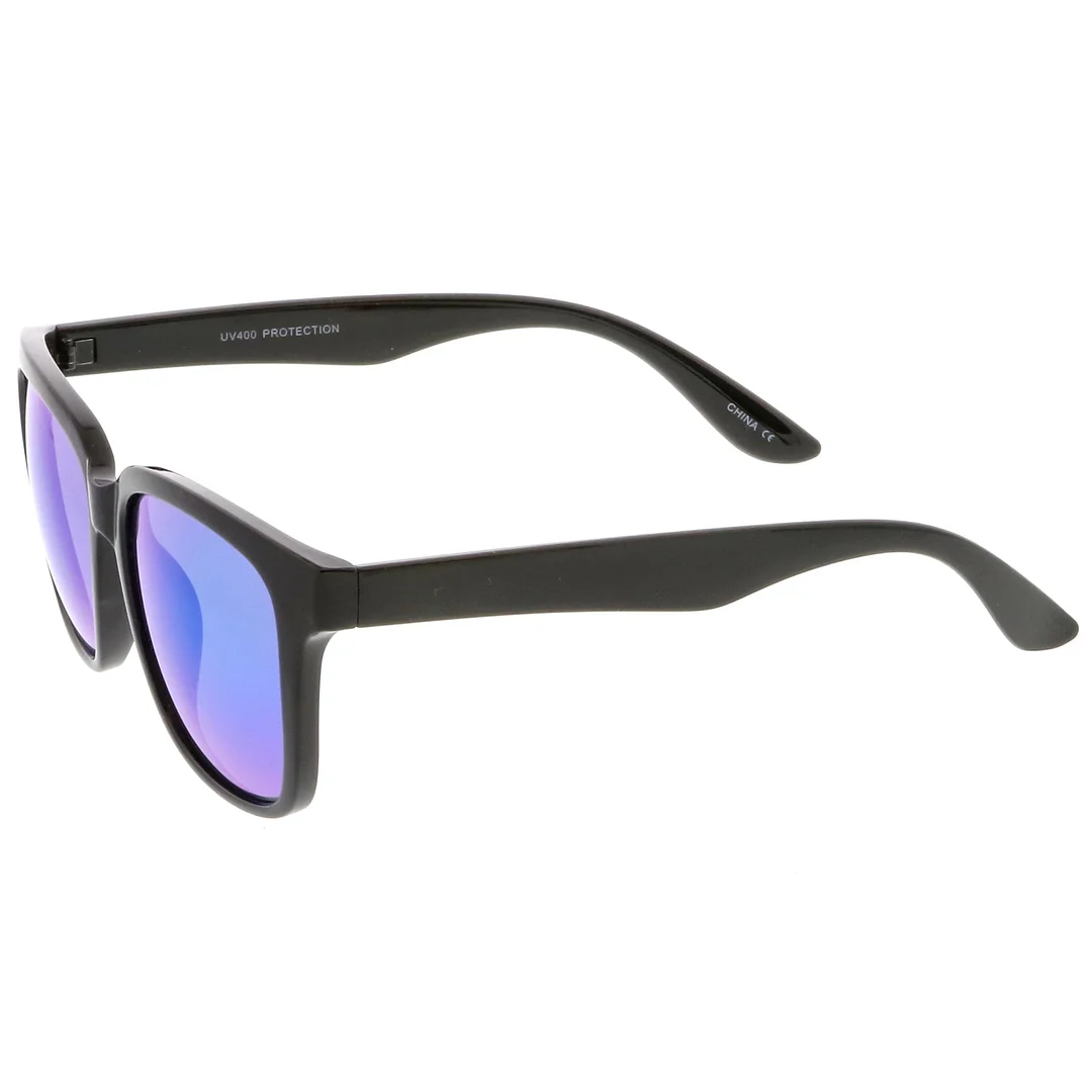 Large Horn Rimmed glasses With Wide Arms Mirrored Square Lens 57mm