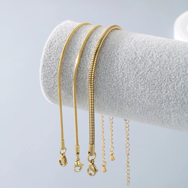 Minimalist Solid Color 304 Stainless Steel 18K Gold Plated Unisex Bracelets Men Chain Bracelets