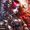 Gothique cool fille-pleine peinture ronde au diamant-50*50cm