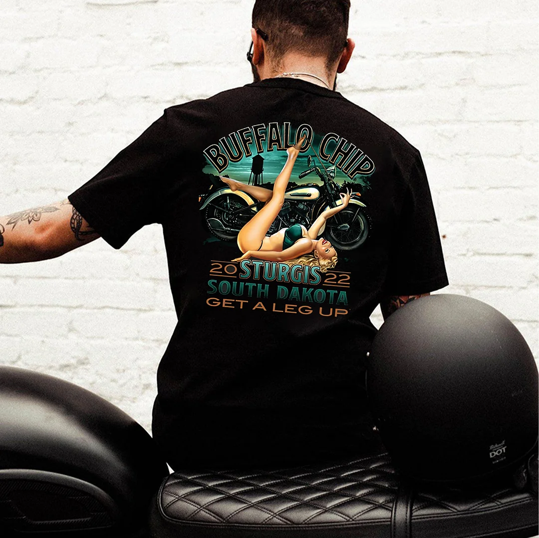 BUFFALO CHIP Sexy Motorcycle Lady Print Men's T-shirt