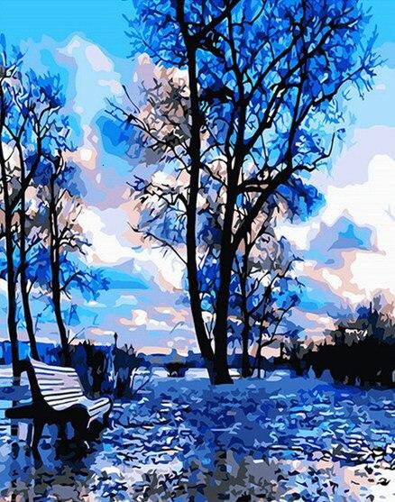 

Blue Park Tree – Paint By Numbers - 40*50CM, 501 Original