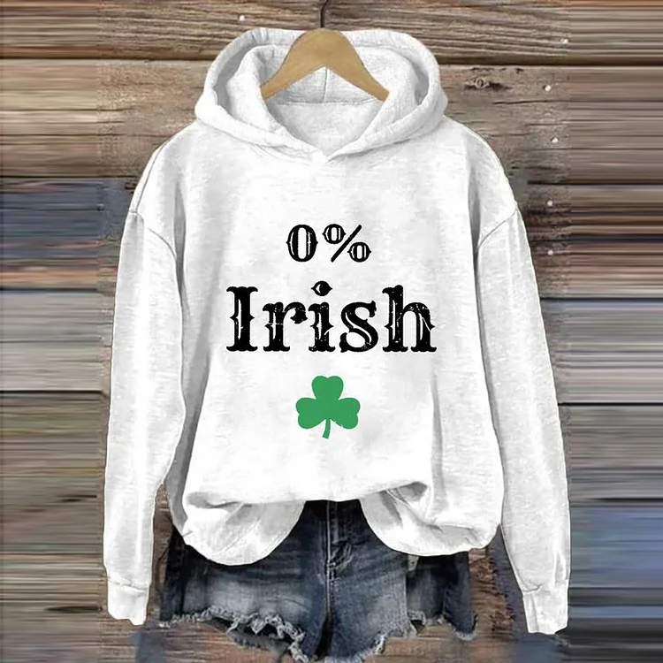 VChics 0% Irish St. Patrick's Day Shamrock Printed Casual Hoodie