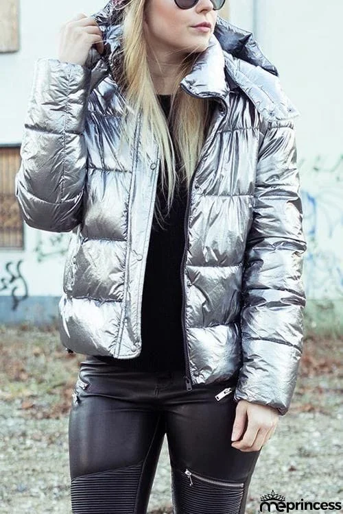 Silver Puffer Jacket