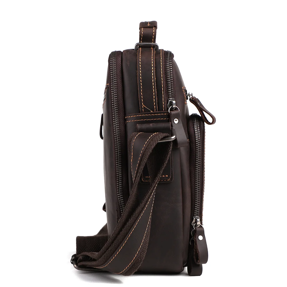 Men's messenger bag casual retro large capacity genuine leather bag