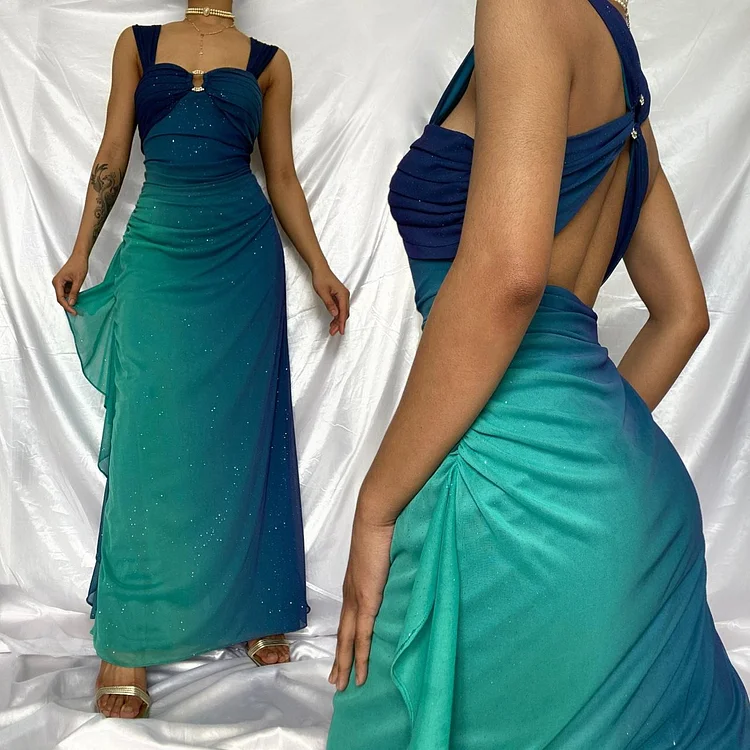 Betsy & Adam Women's Navy and Blue Dress