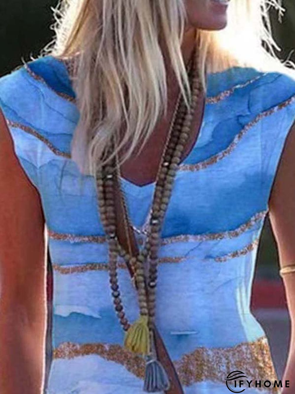 Cotton-Blend Printed Sleeveless Shirts & Tops | IFYHOME