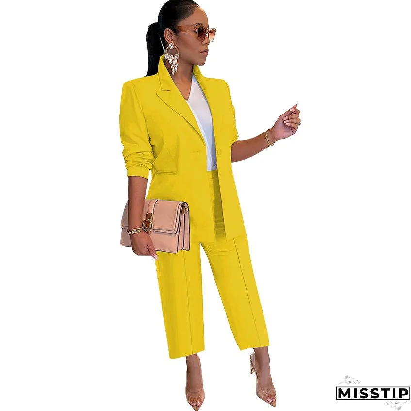 Fall Fashion Solid Color Women's Blazer Two Piece