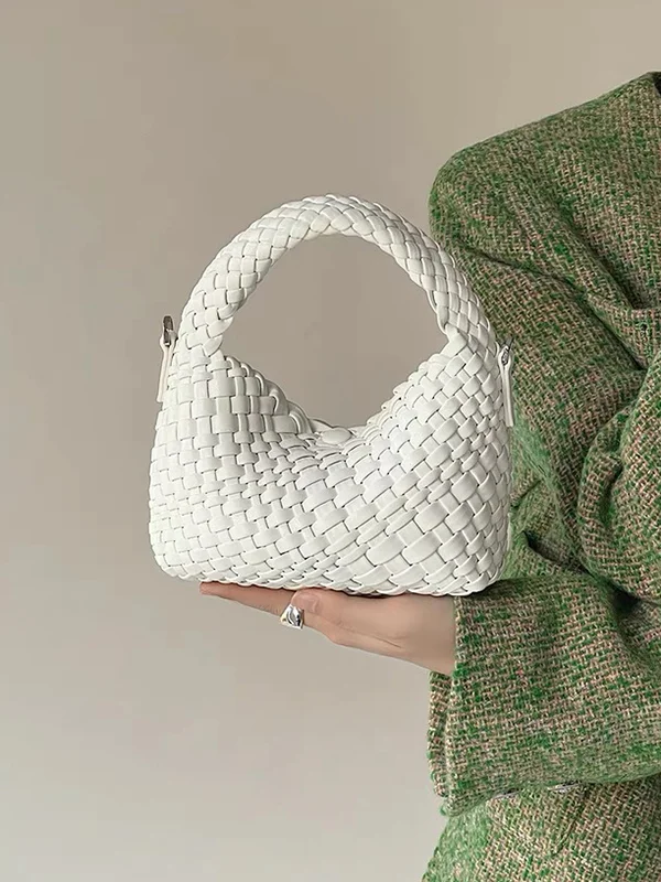 Cute Solid Color Woven Bags Handbags