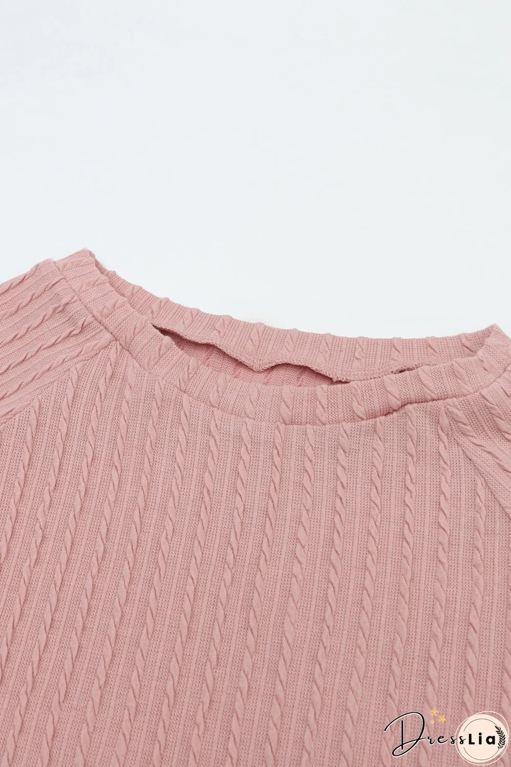 Pink Cozy Ribbed Round Neck Knit Long Sleeve Top