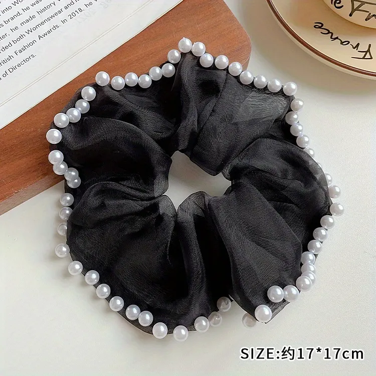 👩Minimalist Organza and Faux Pearl Hair Tie