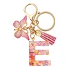 DIY Pink Tassel Ring Letter Butterfly Keychain