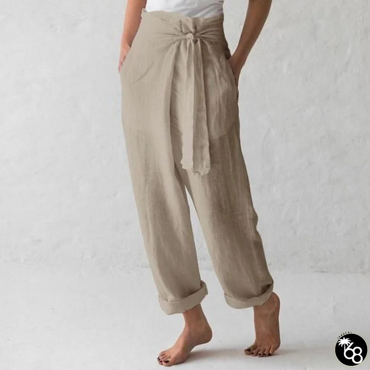 Cotton And Linen High Waist Versatile Trousers | 168DEAL